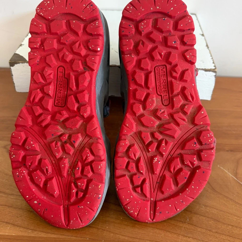 Merrell Hydro Drift Boys Sandals Grey Red Athletic Water Shoes Size 10 MC57951